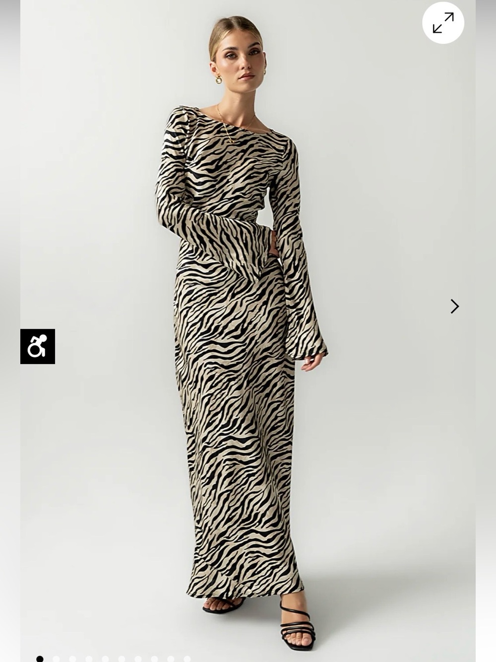 bohme Melody Zebra-Print Long Sleeve Maxi Dress - Black & Cream